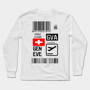 Geneva Switzerland travel ticket Long Sleeve T-Shirt